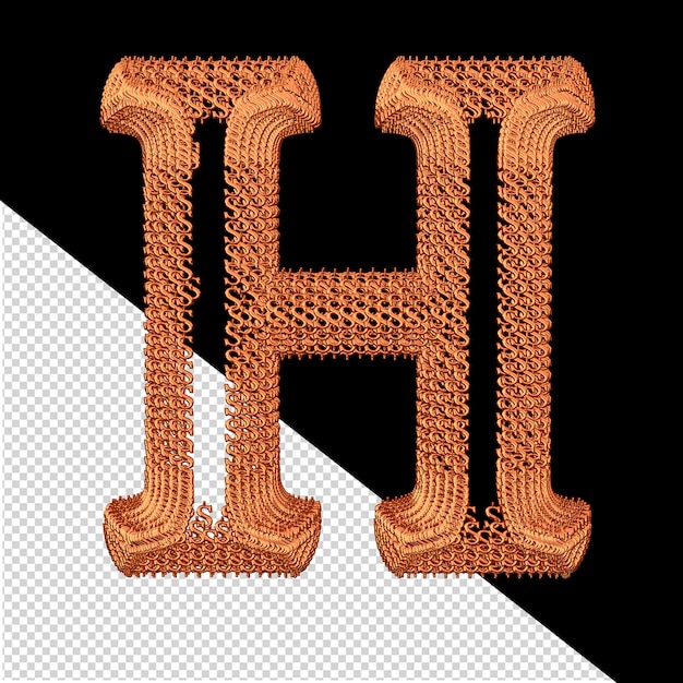 PSD symbol made of redheaded 3d dollar signs letter h