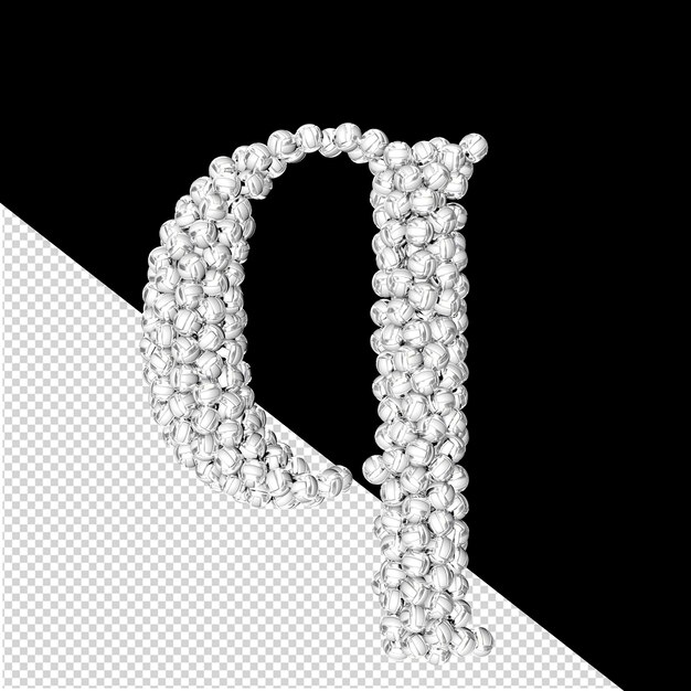 PSD symbol made of silver volleyballs letter q