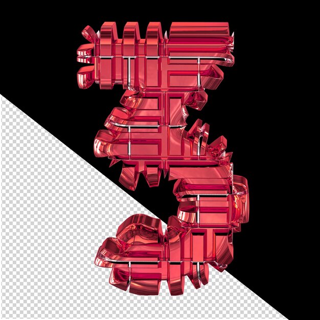 PSD symbol made of transformed red number 3