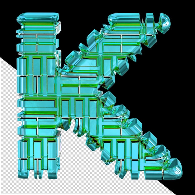 Symbol made of transformed turquoise letter k