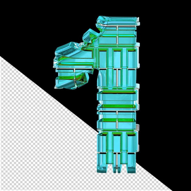 PSD symbol made of transformed turquoise number 1