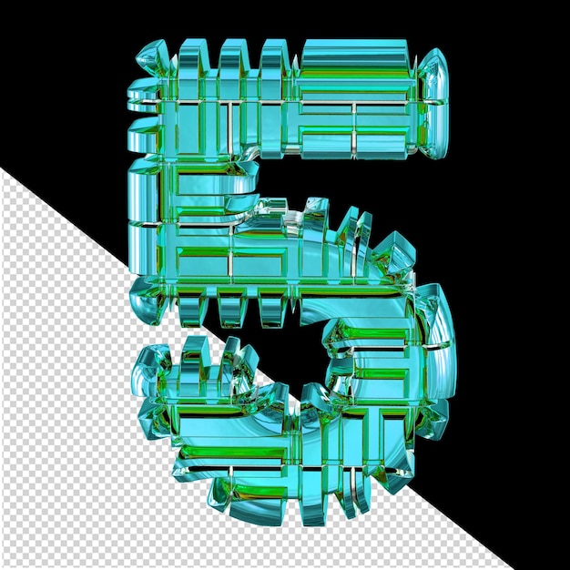 PSD simbolo fatto di turchese trasformato numero 5