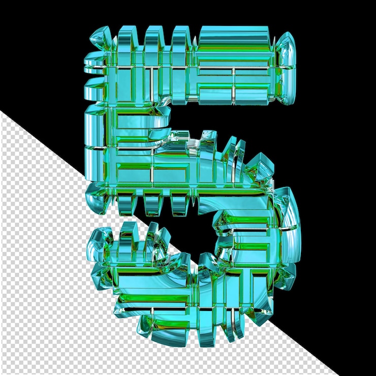PSD symbol made of transformed turquoise number 5