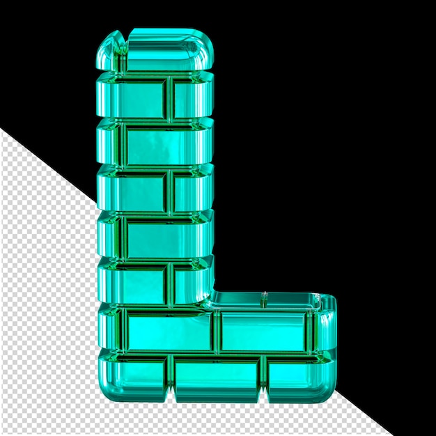 PSD symbol made of turquoise bricks letter l