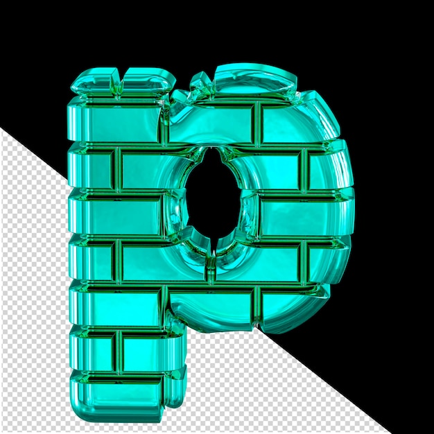 PSD symbol made of turquoise bricks letter p