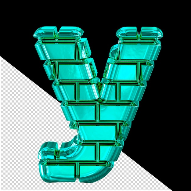 Symbol made of turquoise bricks letter y