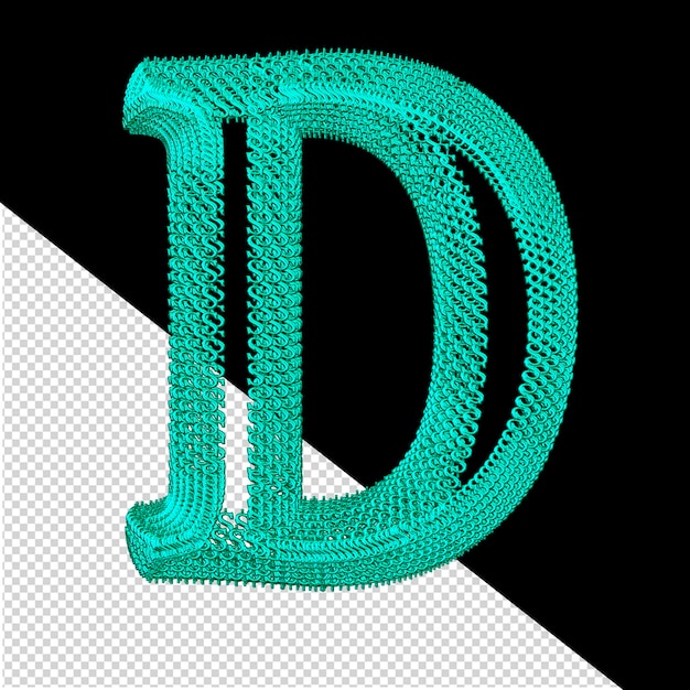 PSD symbol made of turquoise dollar 3d signs letter d