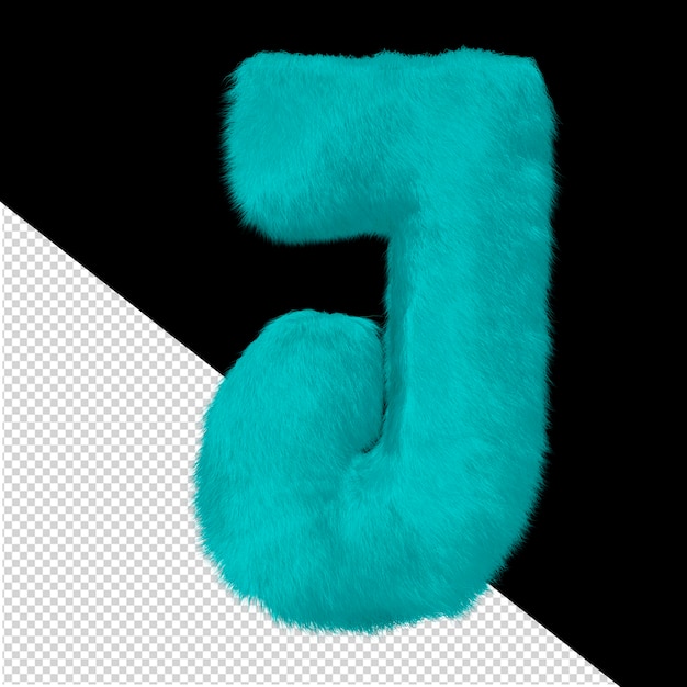 Symbol made of turquoise fur letter j