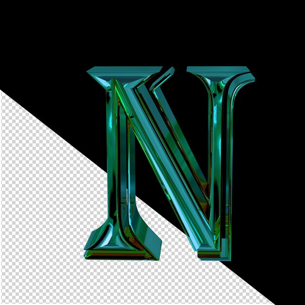 PSD symbol made of turquoise letter n