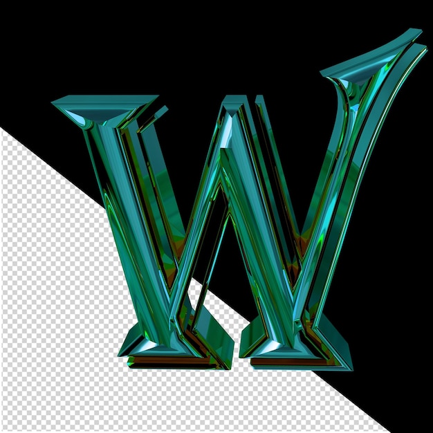 PSD symbol made of turquoise letter w