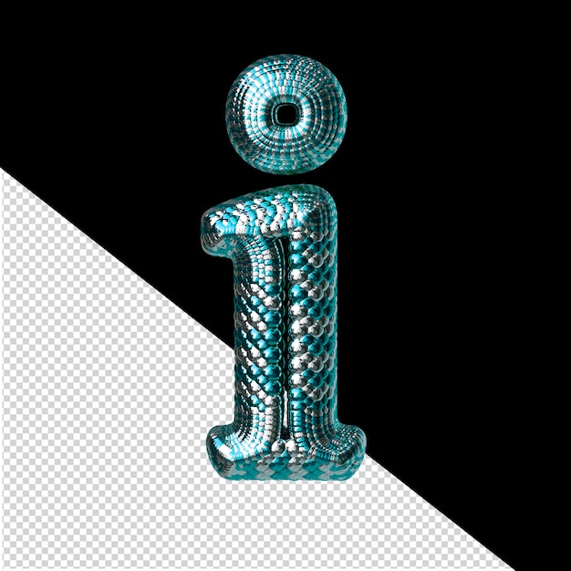 PSD simbolo fatto di turchese e argento come le squame di un serpente lettera i