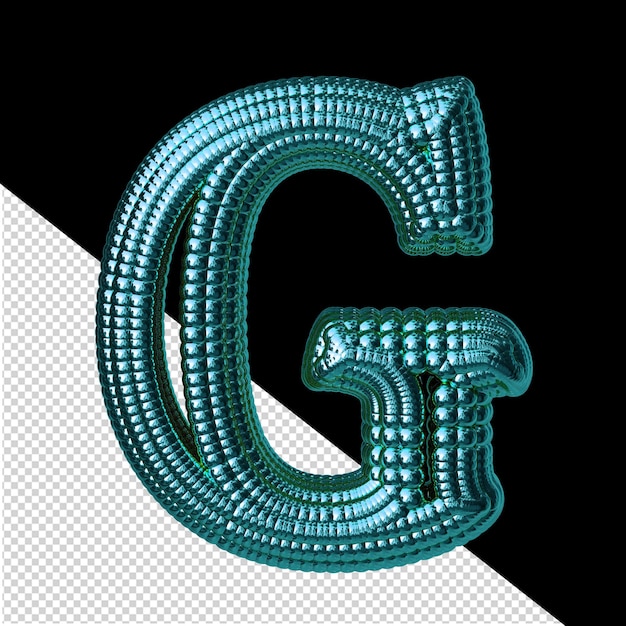 PSD symbol made of turquoise spheres letter g