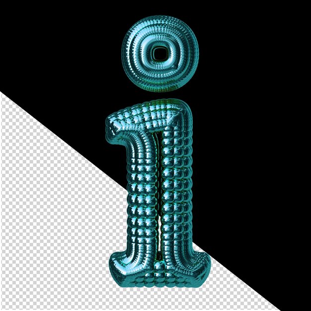 PSD symbol made of turquoise spheres letter i