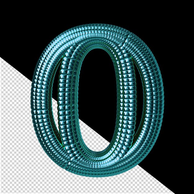 PSD symbol made of turquoise spheres letter o