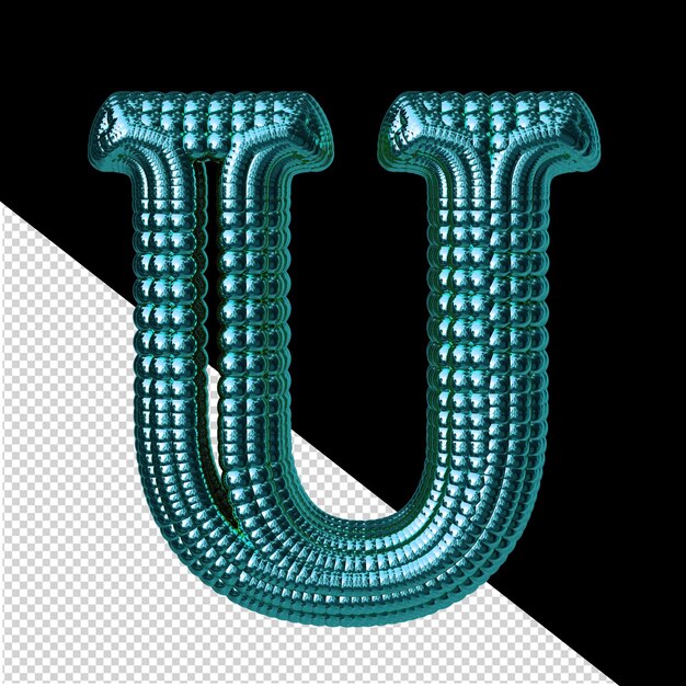 symbol made of turquoise spheres letter u