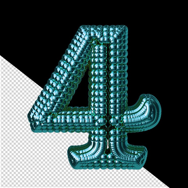 PSD symbol made of turquoise spheres number 4