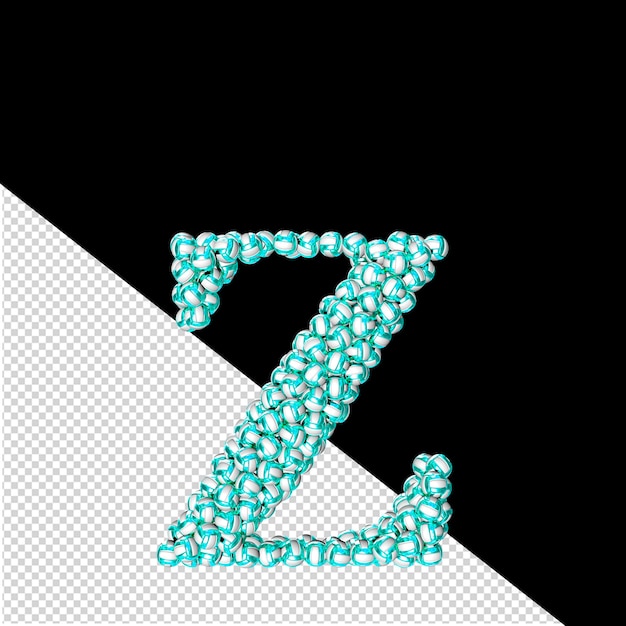 Symbol made of turquoise volleyballs letter z