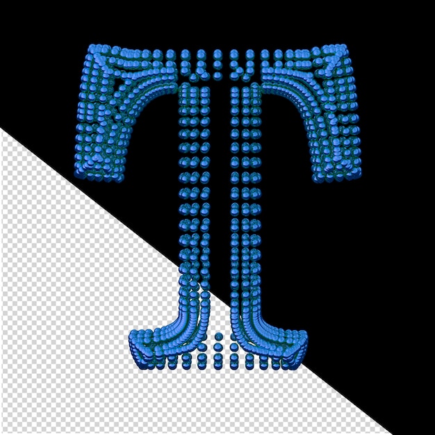 PSD symbol małych niebieskich kulek litera t