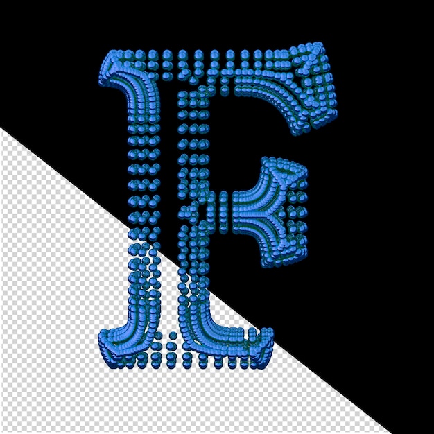 PSD Символ буквы f маленьких синих сфер