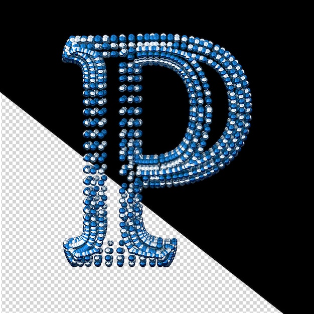 Символ маленькой серебряной и синей трехмерной буквы p