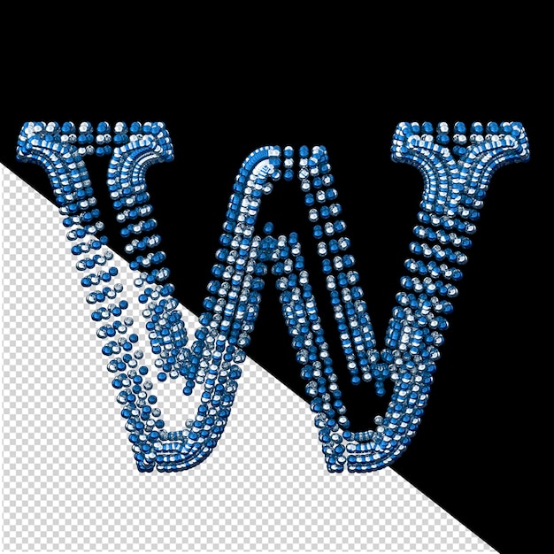 PSD Символ маленькой серебряной и синей трехмерной буквы w