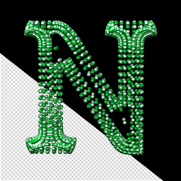 Символ маленькой серебряной и зеленой буквы n сферы