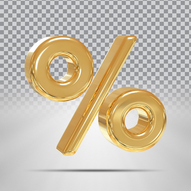 Символ процента golden 3d render luxury style