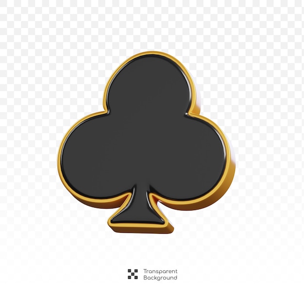 Symbol pokera klubów izolowany ikona kasyna i gier hazardowych ilustracja 3D