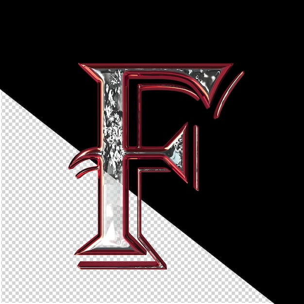 PSD symbol in a red frame letter f