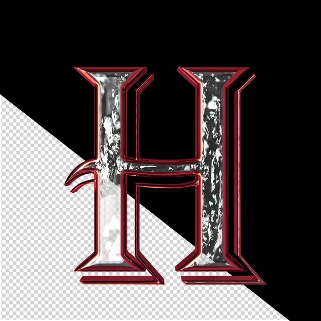 PSD symbol in a red frame letter h