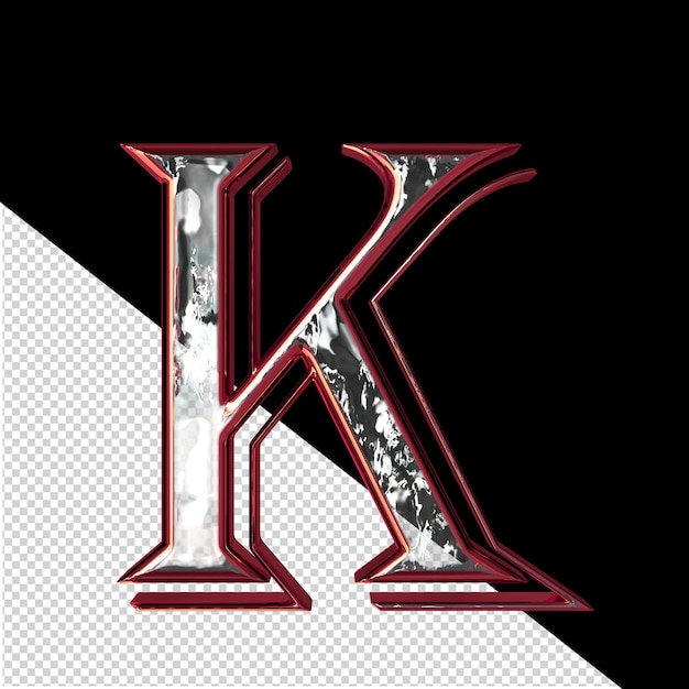 PSD symbol in a red frame letter k