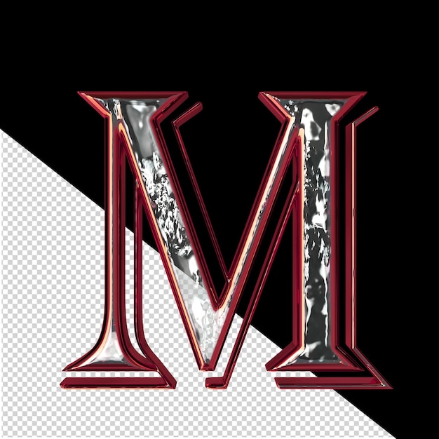 PSD symbol in a red frame letter m