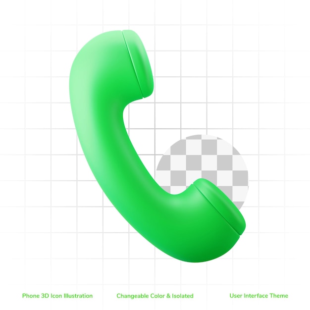 Symbol Rozmowy Telefonicznej Interfejs Użytkownika Motyw 3d Ilustracja Ikona Edytowalny Kolor Na Białym Tle