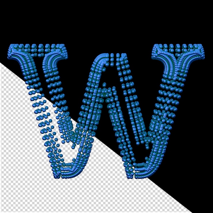 PSD symbol of small blue spheres letter w