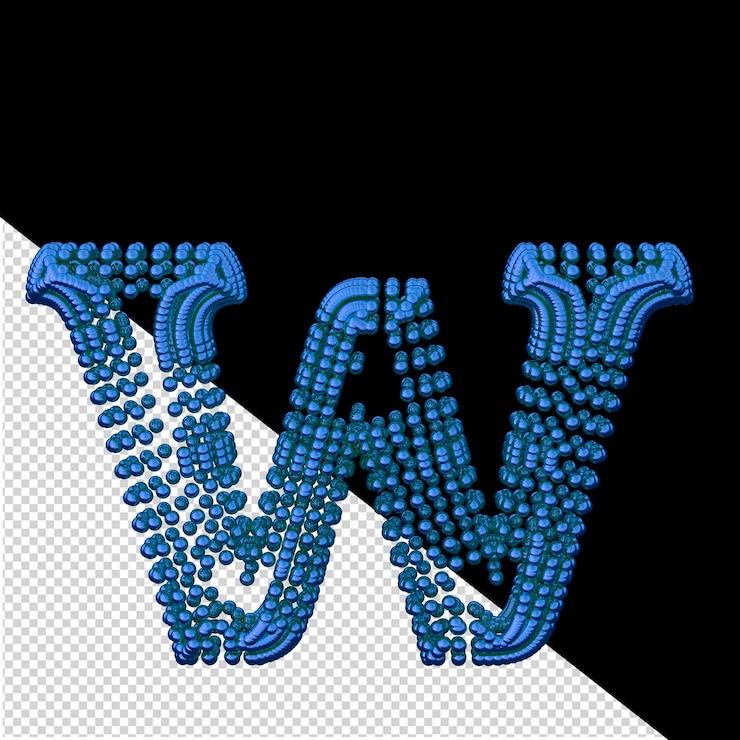 PSD symbol of small blue spheres letter w