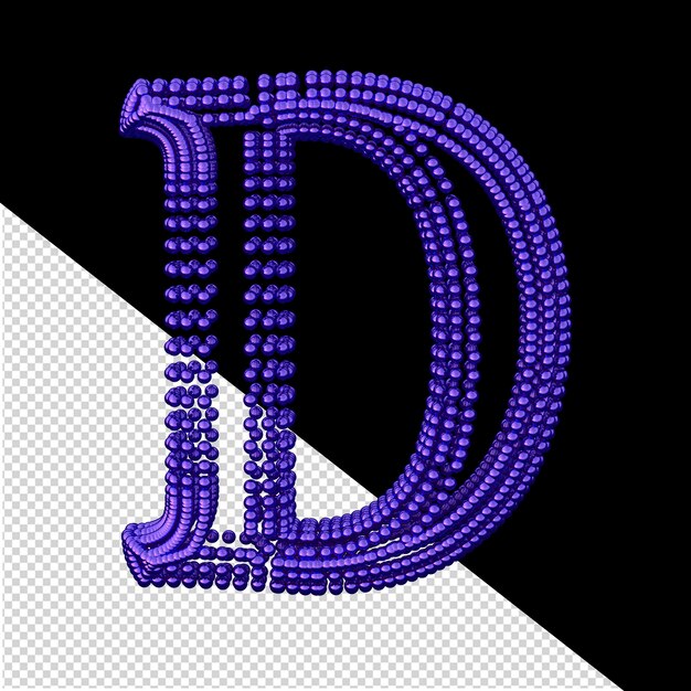 PSD symbol of small dark purple 3d spheres letter d
