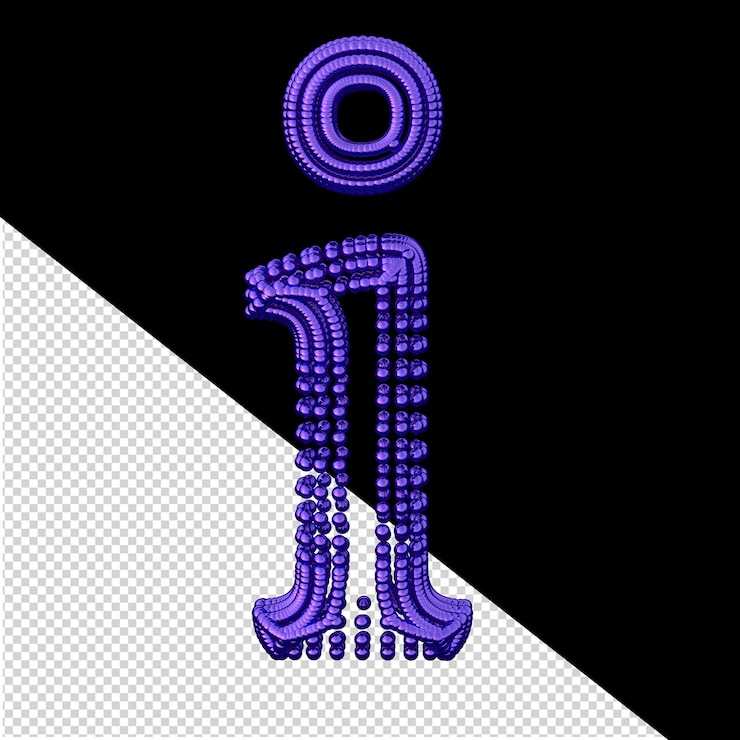 PSD symbol of small dark purple 3d spheres letter i