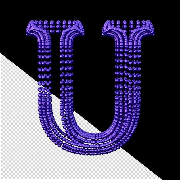symbol of small dark purple 3d spheres letter u