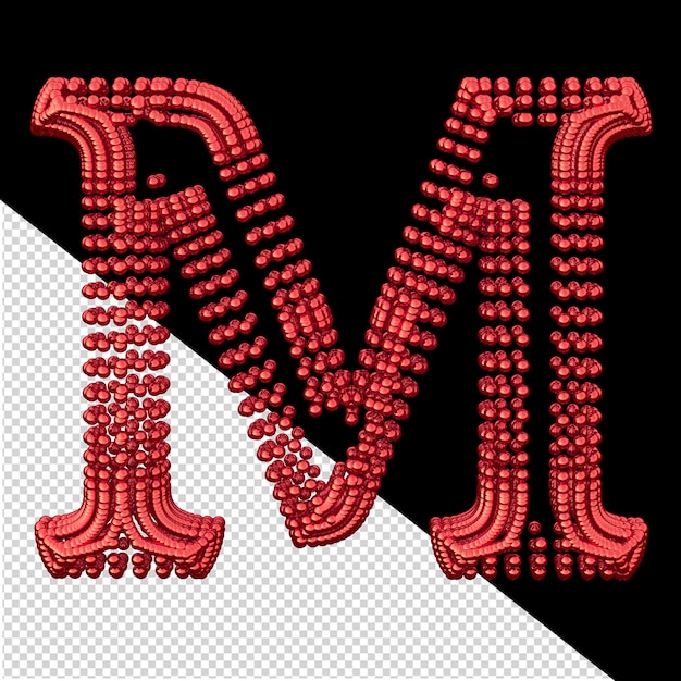 PSD symbol of small red spheres letter m