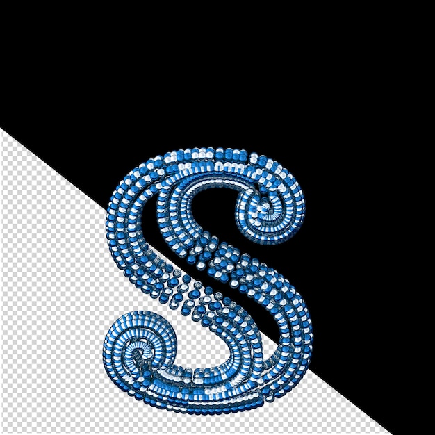Simbolo di piccole sfere d'argento e blu 3d lettera s