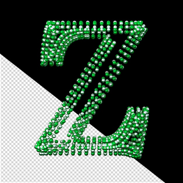 PSD symbol of small silver and green spheres letter z