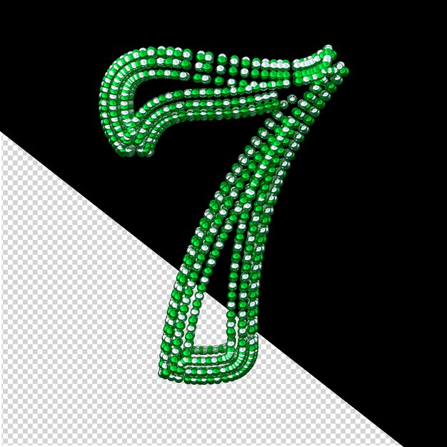 PSD simbolo di piccole sfere d'argento e verdi numero 7