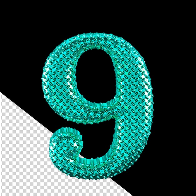 Symbol turkusowy z żebrami numer 9