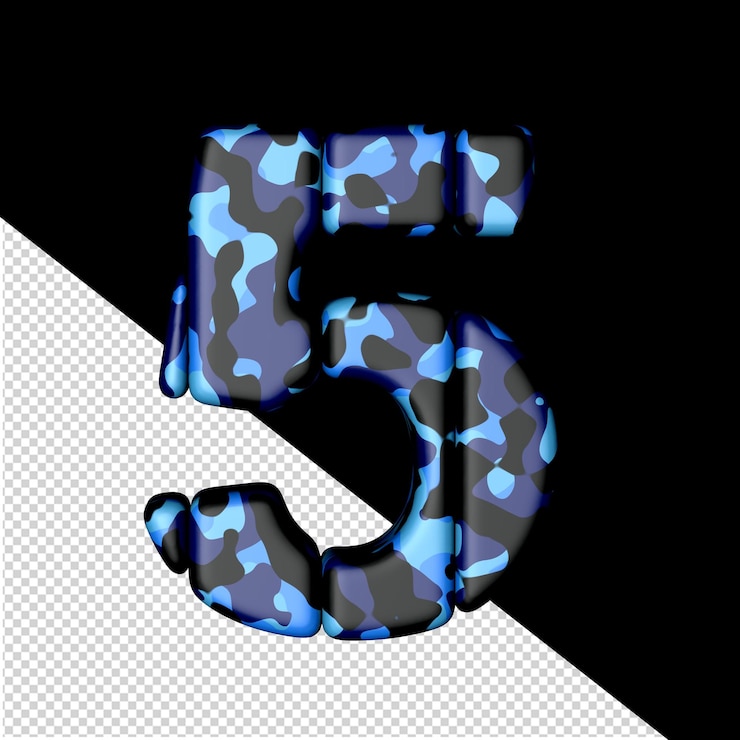 PSD symbol of vertical blocks in blue camouflage number 5