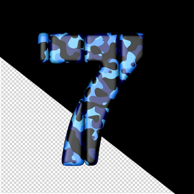 Symbol of vertical blocks in blue camouflage number 7