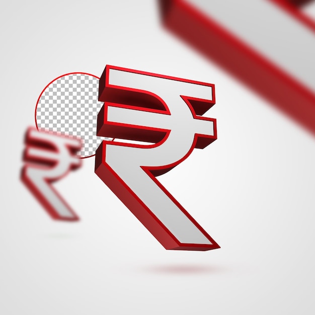 Symbol waluty rupii 3D.