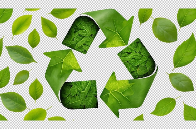 symbol of waste recycling with green leaves represents sustainability