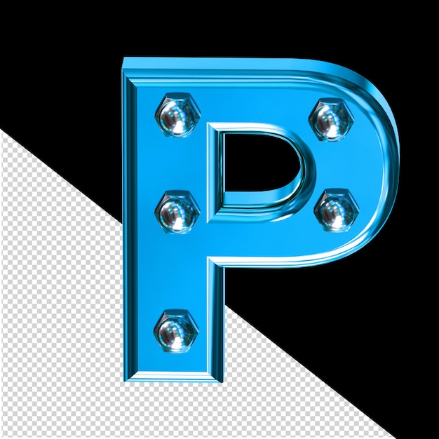 PSD symbol with blue bolts letter p