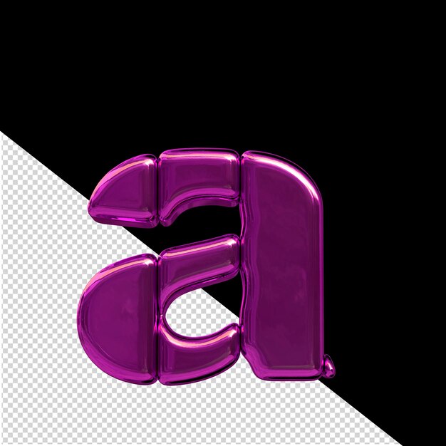 PSD symbol wykonany z fioletowych pionowych bloków litera a