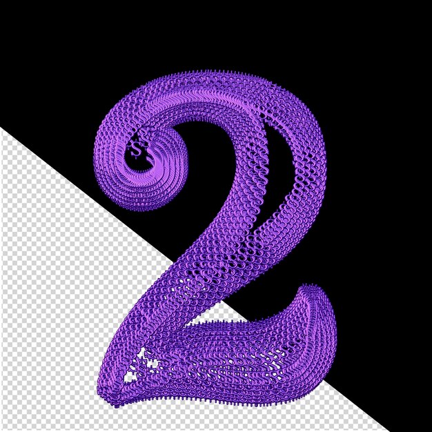 Symbol wykonany z fioletowych znaków dolara 3d numer 2
